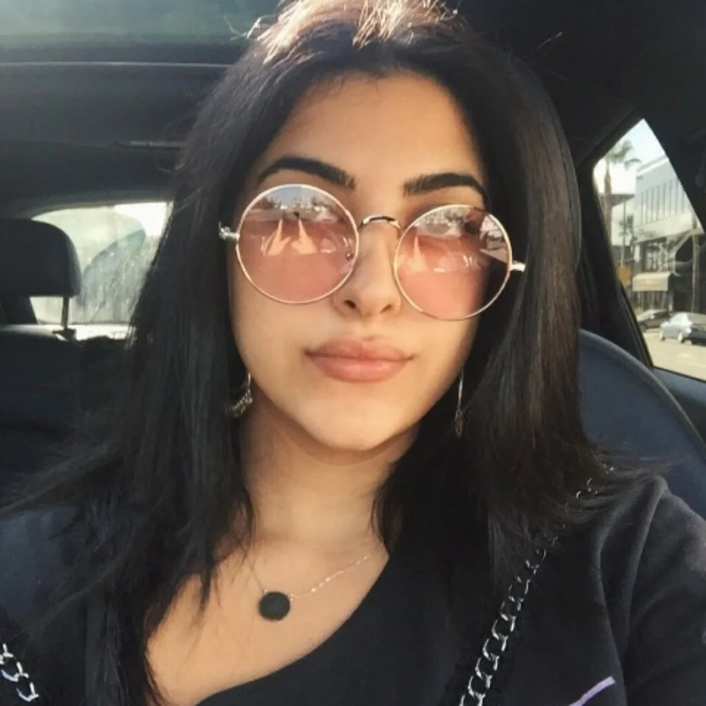 Round Yellow Lens with Silver Frame Sunglasses.